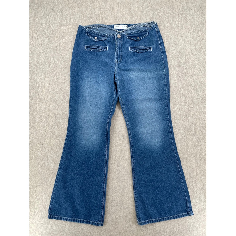 Tommy Hilfiger Jeans Womens 12 Blue Flare Bootcut Y2K Low Rise Stretch